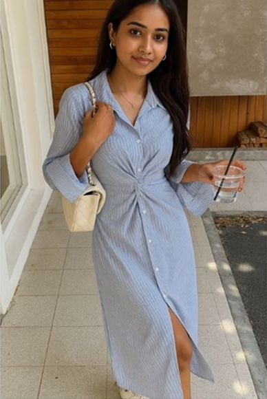 Cinched Stripe Dress