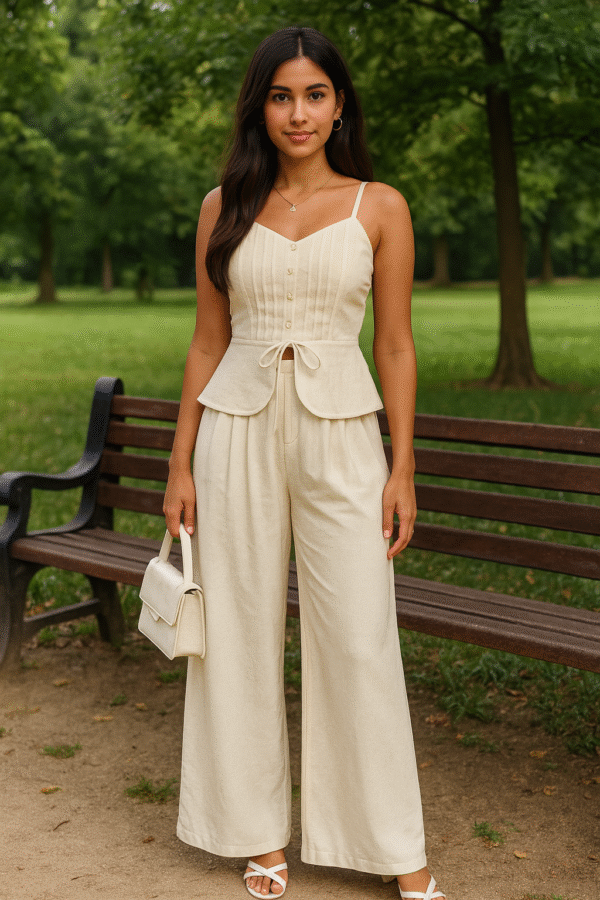 Pleated Peplum Cami Top